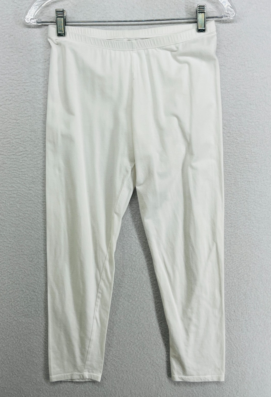 EILEEN FISHER Leggings S Stretch Organic Cotton Jersey Cropped Pull On White USA